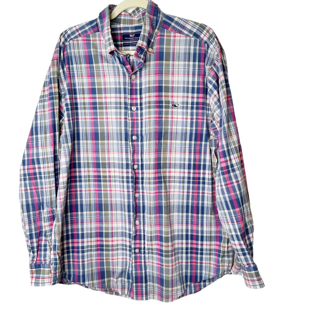 Vineyard Vines Classic Fit Tucker Button Down Plaid Shirt Spring Colors Large
